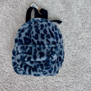 Brandy Melville Blue cheetah Faux Fur Backpack